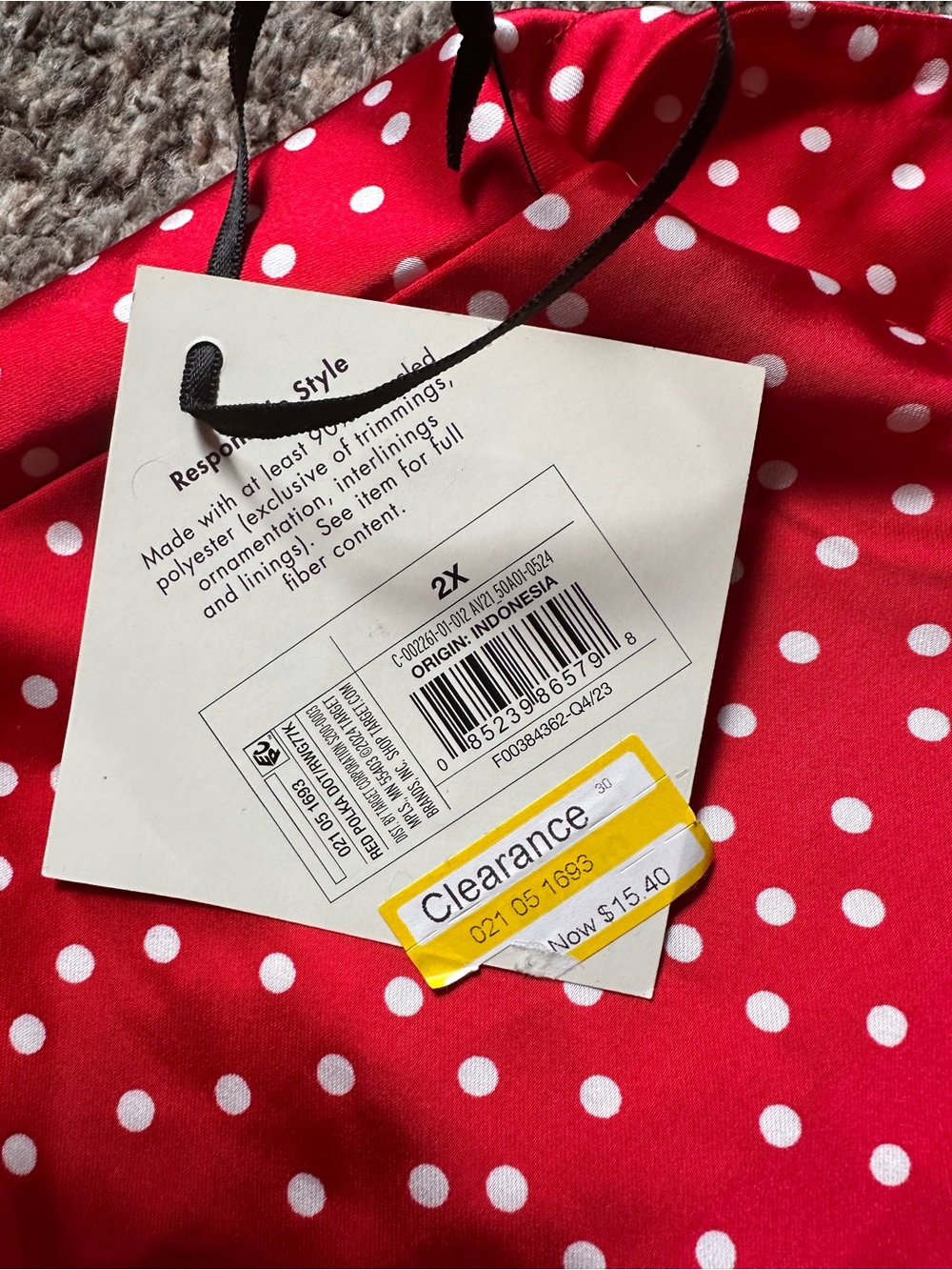 Ava & Viv Red with White Polka Dot Cowl Neck Satin Like Tank - Picture 6 of 6